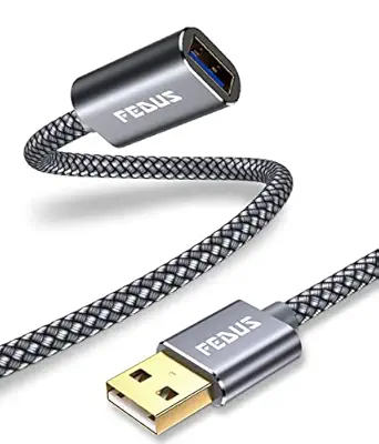 FEDUS USB 3.0 Extension Cable 4.9 Feet, Aluminum Alloy USB Cable Extender SuperSpeed USB 3.0 Type A Male to USB A Female Extension Cord for Printer, TV, Playstation, Xbox, Hard Drive,Keyboard, USB hub