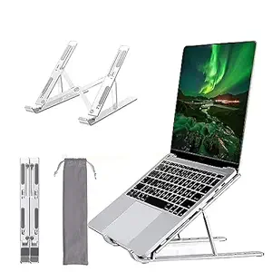 Dyazo 6 Angles Adjustable Aluminum Ergonomic Foldable Portable Tabletop Laptop/Desktop Riser Stand Holder Compatible for MacBook, HP, Dell,